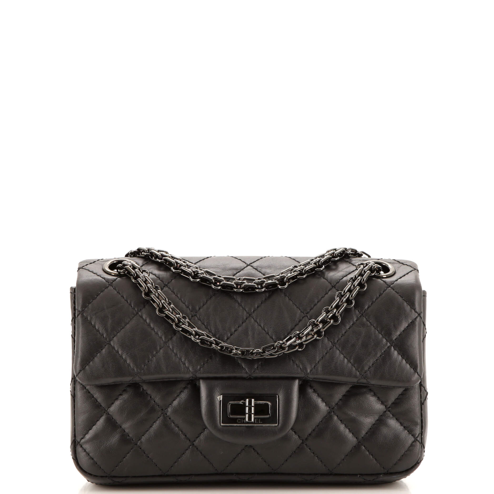 CHANEL So Black Reissue 2.55 Flap Bag Quilted Aged Calfskin Mini