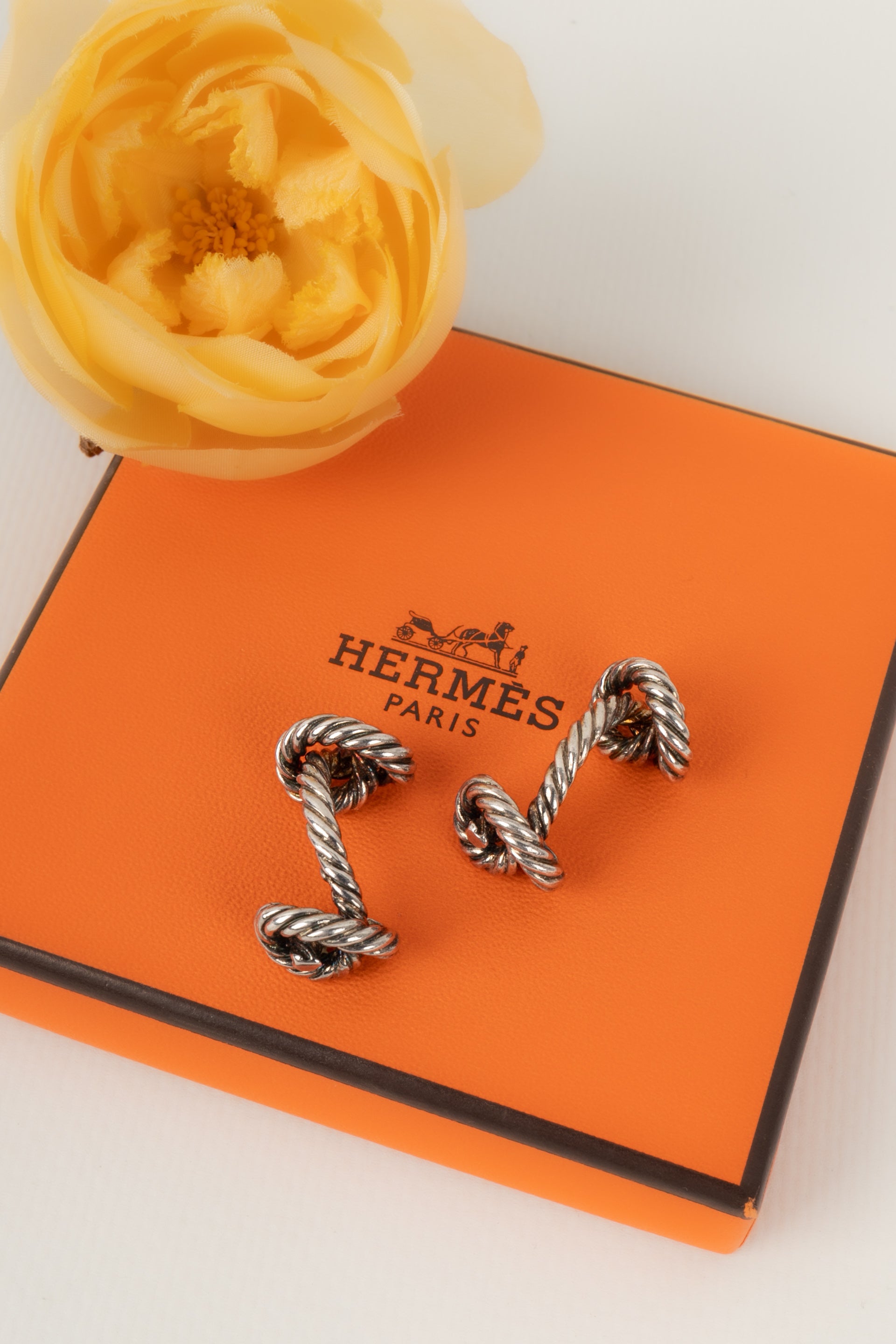 Boutons de manchette en argent HermÃƒÆ’Ã‚Â¨s