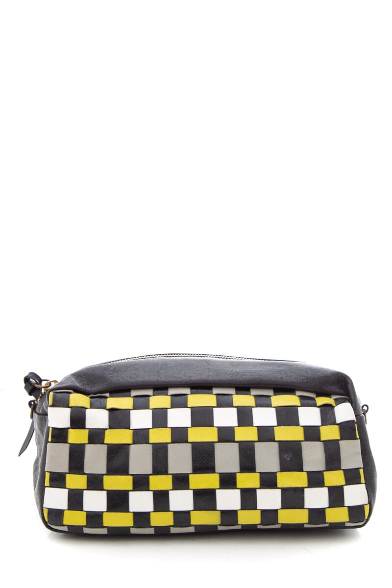 Miu Miu Black & Multi Checked Leather Cross-Body