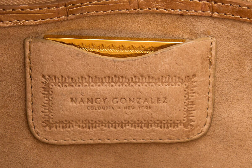 Nancy Gonzalez Brown & Gold Woven Handbag