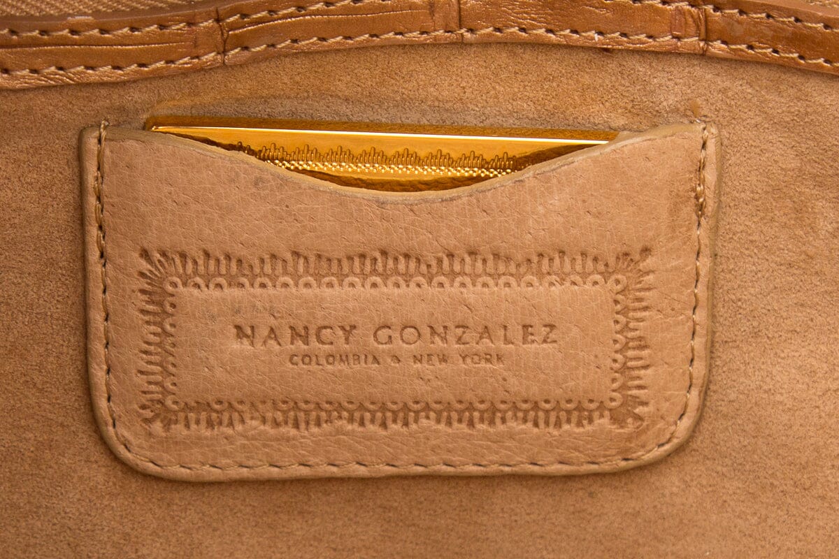 Nancy Gonzalez Brown & Gold Woven Handbag