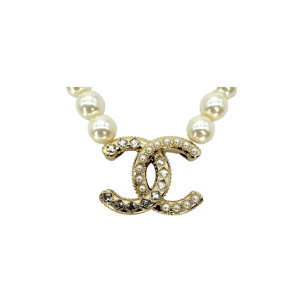 Chanel CC Faux Pearl Chain Necklace