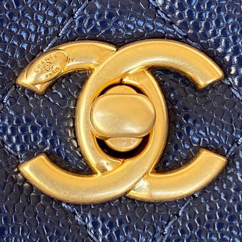 CHLSmall Flap Bag Gold Hardware Navy Blue For Women, Women’s Handbags, Shoulder Bags 7.5in/19cm AP2840