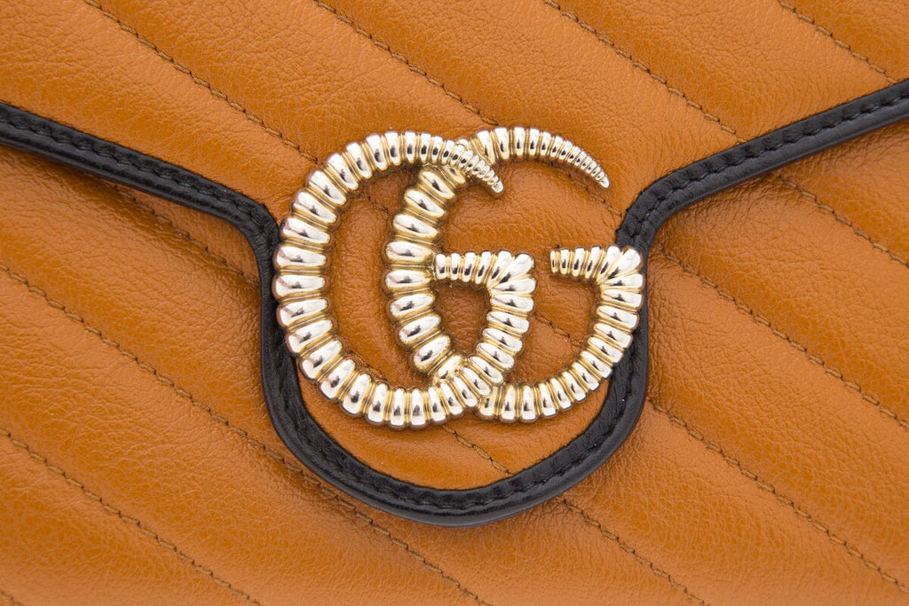 Gucci Brown Marmont Cross-Body Wallet on Chain