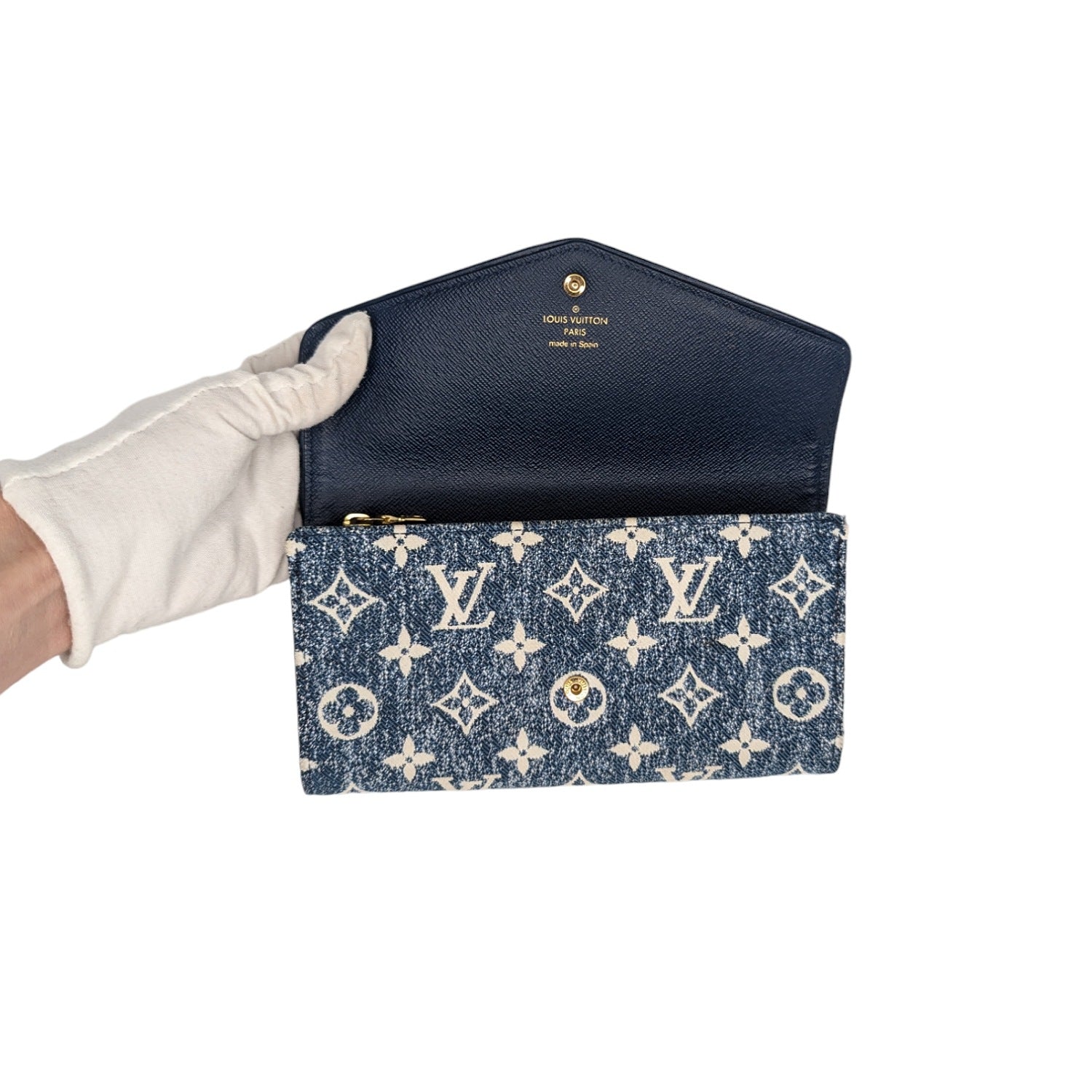 Louis Vuitton Monogram Jacquard Denim Sarah Wallet Bleu