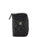 CHANEL CC Card Holder Zip Coin Purse Quilted Caviar