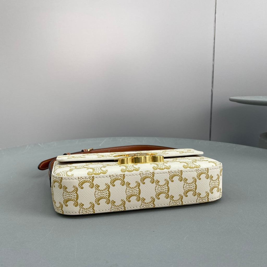 CE Triomphe Shoulder Bag In Triomphe Canvas White For Women 8in/20cm 194142CUZ.01BC