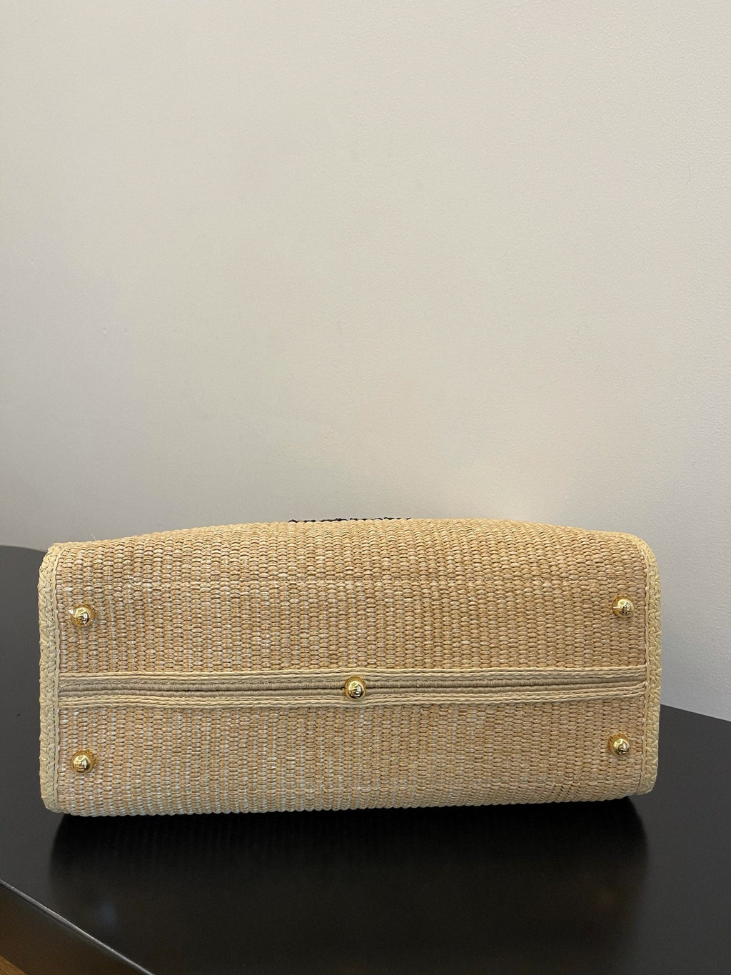 FI Sunshine MeGLAMIum Beige and Black straw shopper Bag For Woman 31cm/12in 8BH386AKRPF1CBX
