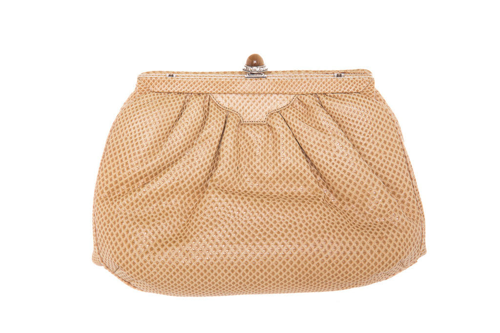 Judith Leiber Vintage Tan Embossed Croc Evening Bag