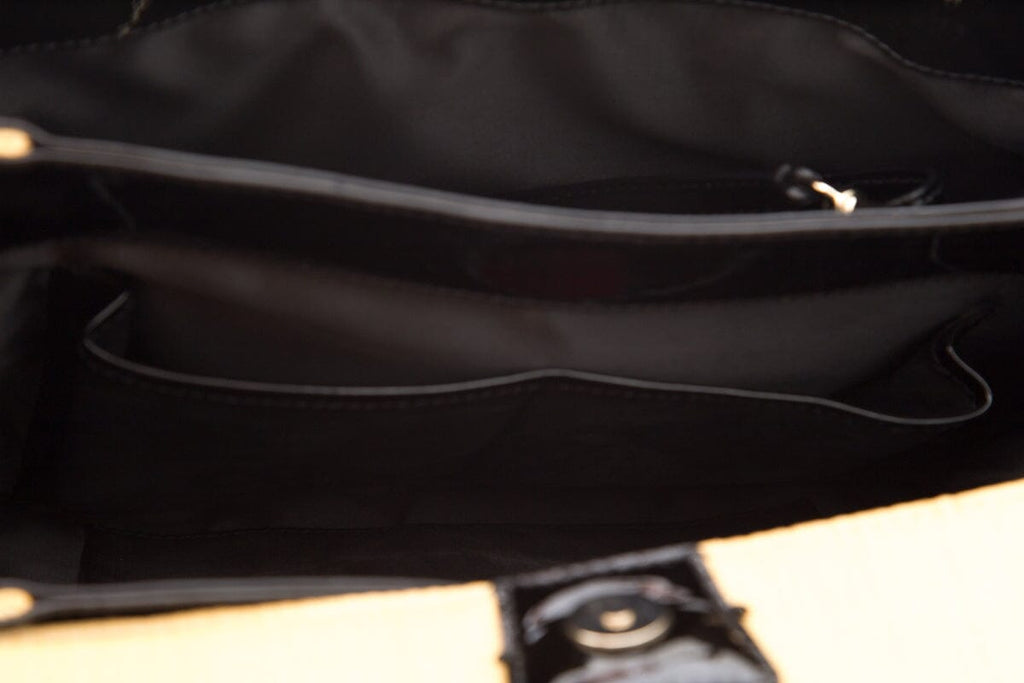 Valentino Raffia Black Patent Leather Shoulder Bag