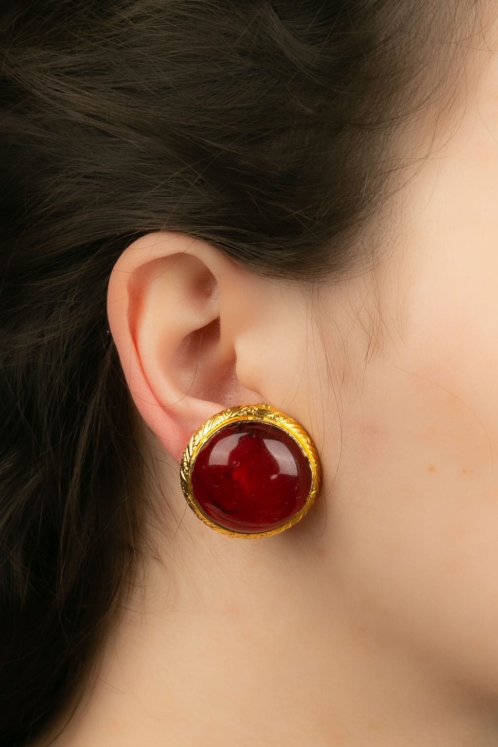 Boucles d'oreilles en pÃƒÆ’Ã‚Â¢te de verre Chanel