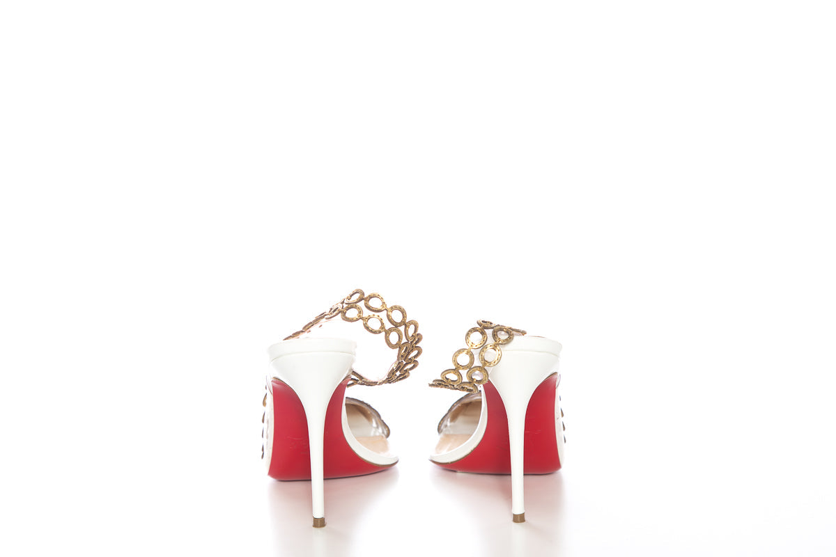 Christian Louboutin White and Gold Pumps SZ 36.5