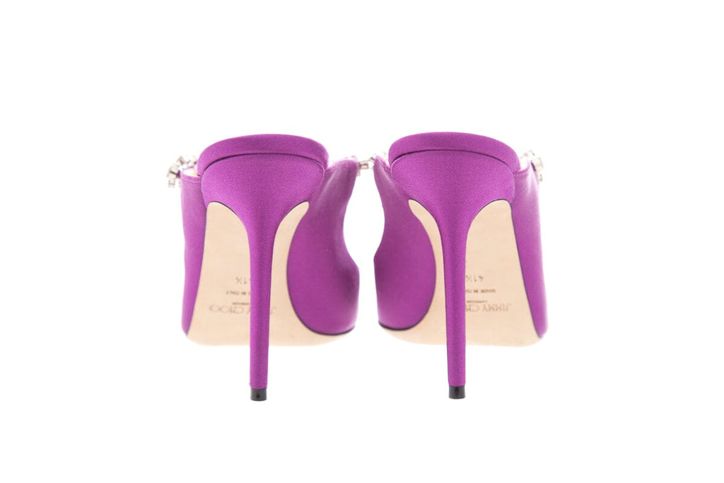 Jimmy Choo Purple Satin & Crystal Heels SZ 41.5