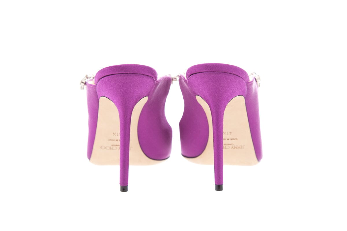 Jimmy Choo Purple Satin & Crystal Heels SZ 41.5
