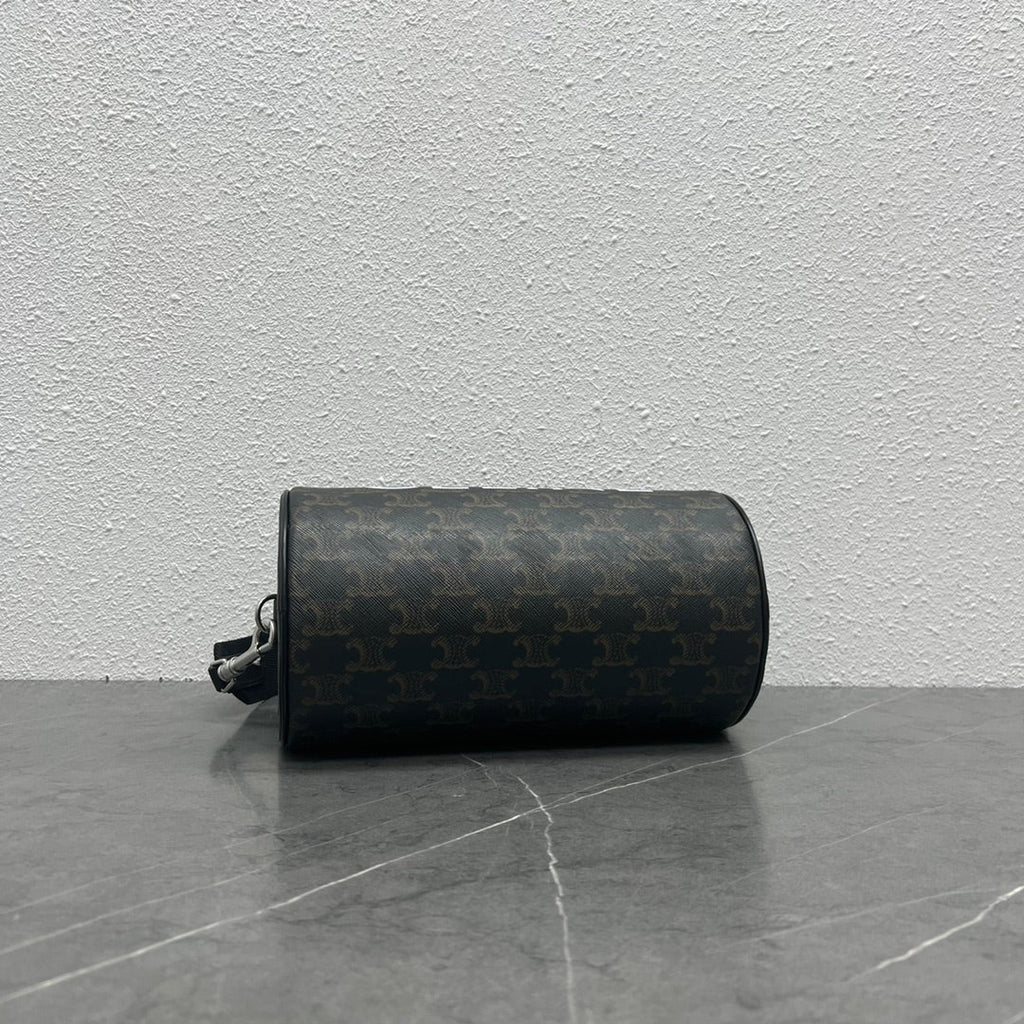 GLAMI Cylinder Bag In Triomphe Canvas Black For Women 9in/22cm