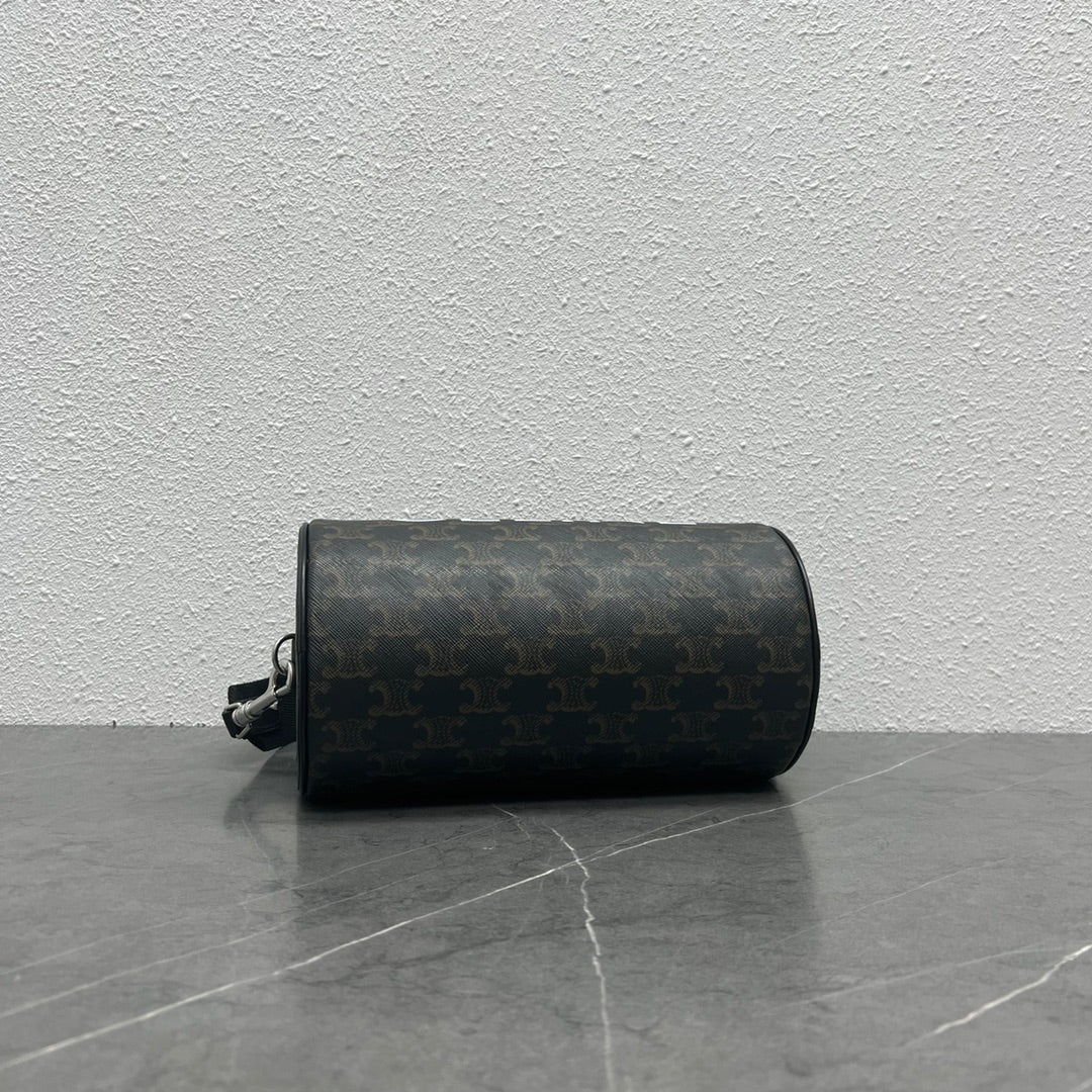 GLAMI Cylinder Bag In Triomphe Canvas Black For Women 9in/22cm