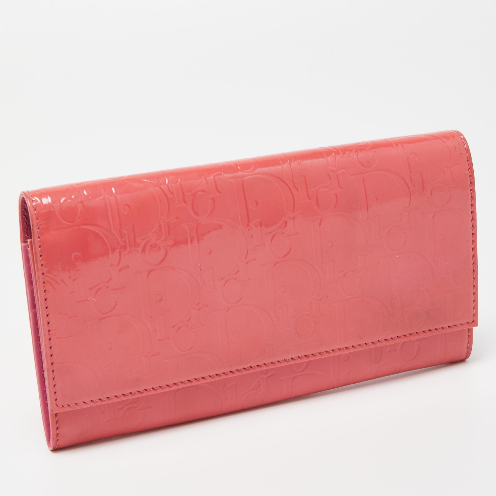 Dior Oblique Embossed Patent Leather Continental Wallet