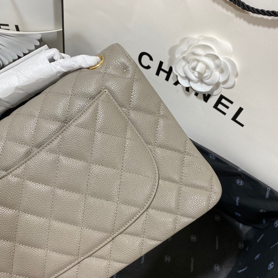 CHLLarge Classic Handbag Gold Hardware Grey For Women, Women’s Handbags, Shoulder Bags 11.8in/30cm
