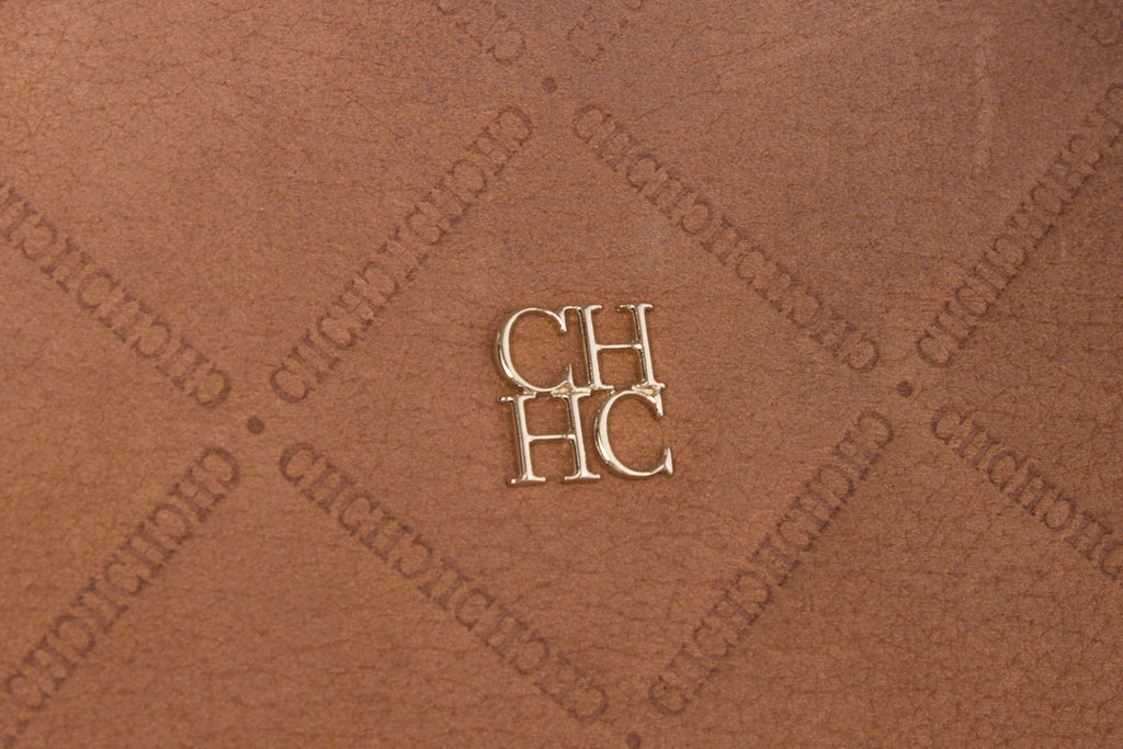 Carolina Herrera Camel Suede Quilted Shoulder Bag
