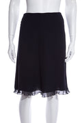 Chanel  '01 Navy Ruffle Hem Skirt SZ 36
