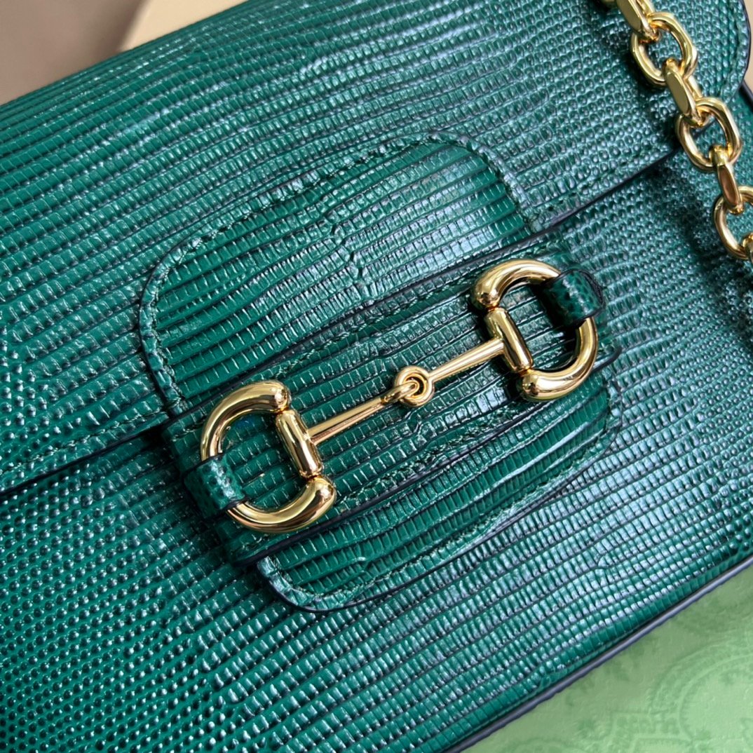 gg Horsebit 1955 Lizard Mini Bag Green For Women, Women’s Bags 8in/20cm gg‎ ‎675801 LUZ0G 3154