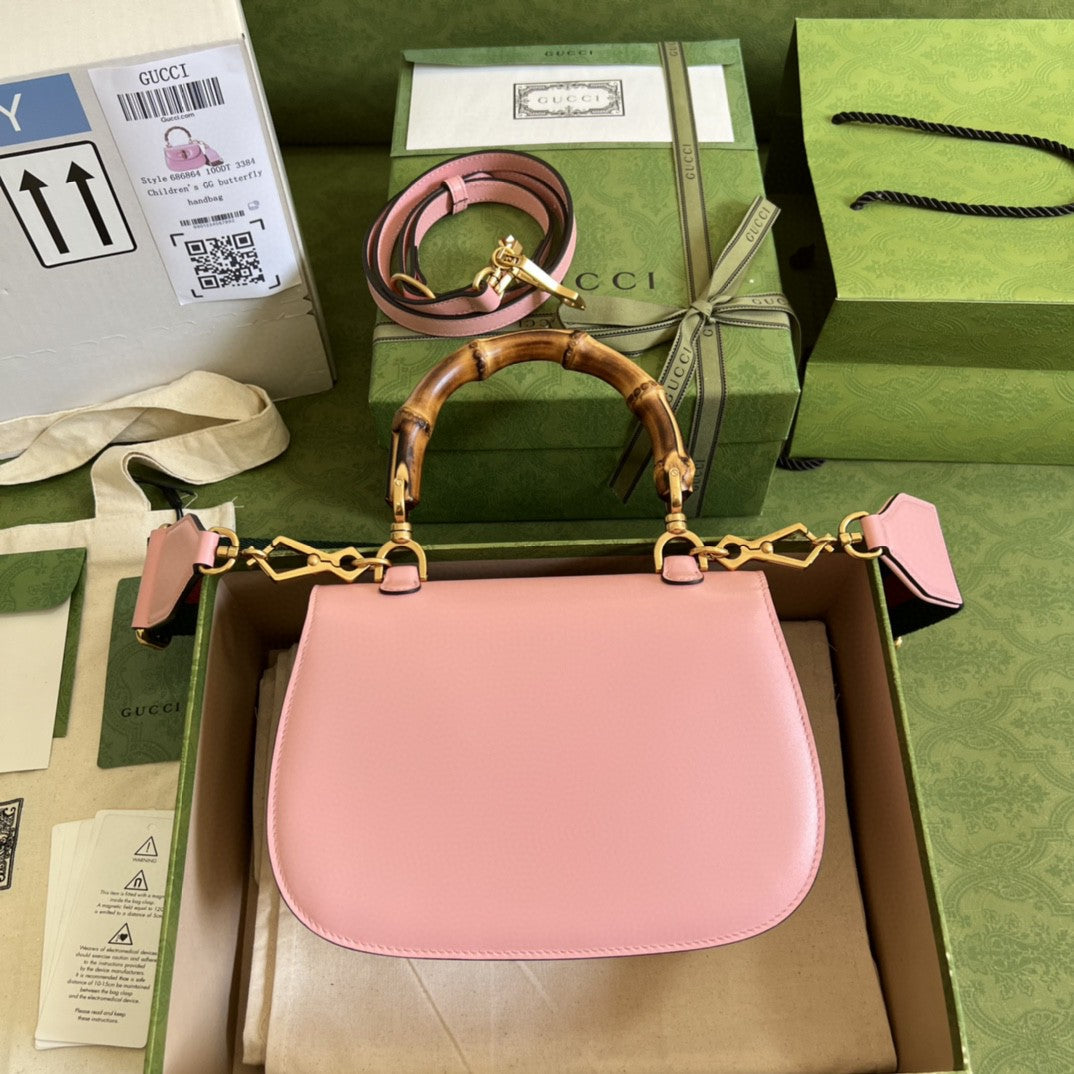 gg Bamboo 1947 Small Top Handle Bag  Pink  For Women 8.3in/21cm gg 675797 10ODT 5467