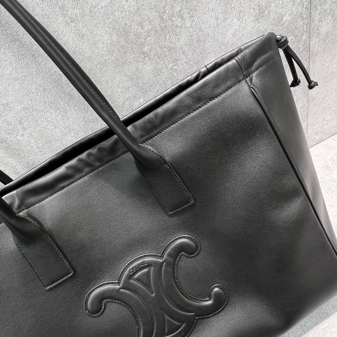 GLAMI Cabas Drawstring Cuir Triomphe Black For Women 17in/44cm 199973DU3.38NO