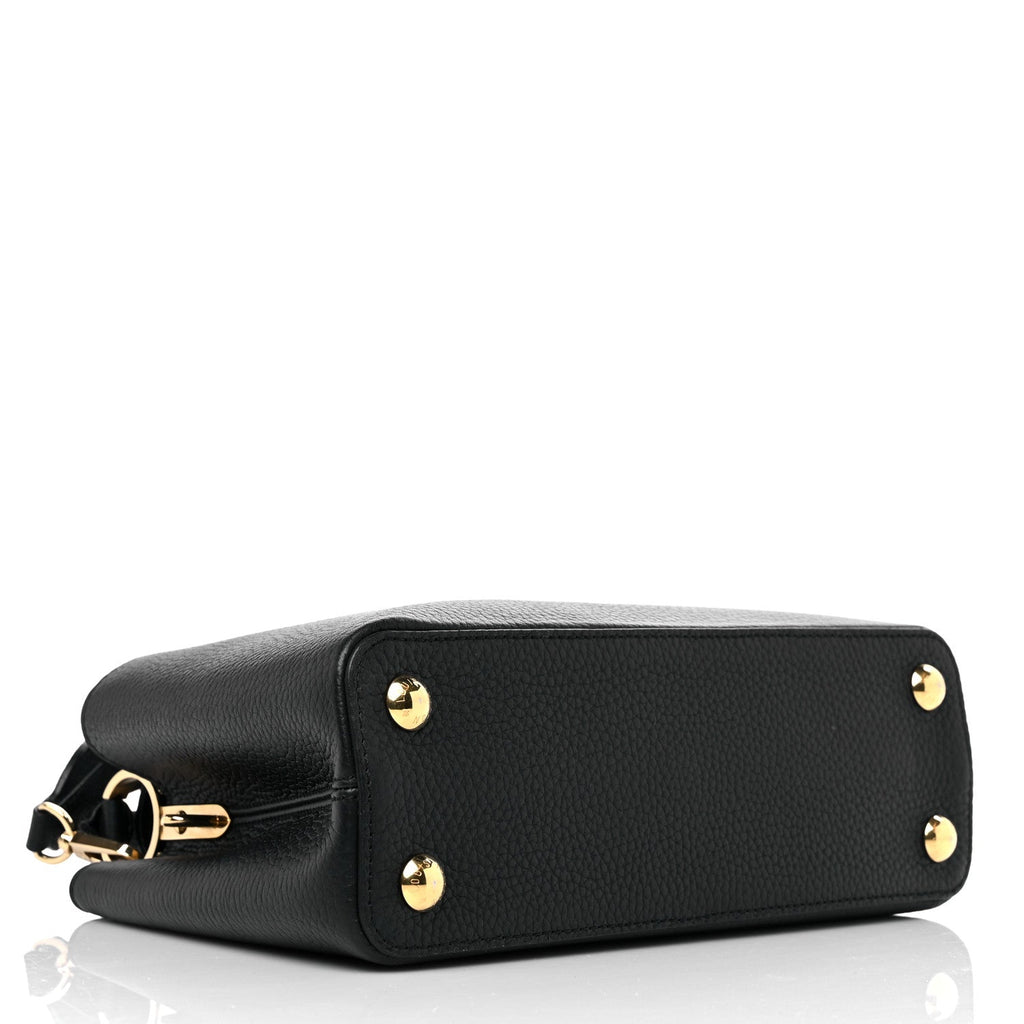 LOUIS VUITTON Taurillon Enamel Chain Capucines Mini Black Multicolor
