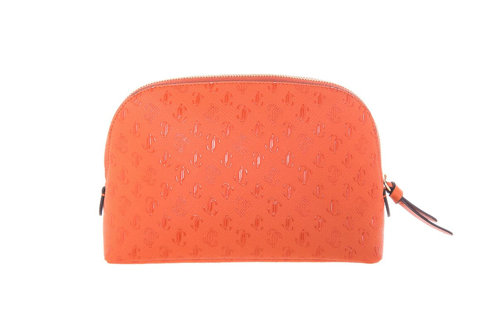 Jimmy Choo Orange Logo Print Cosmetics Case NWT