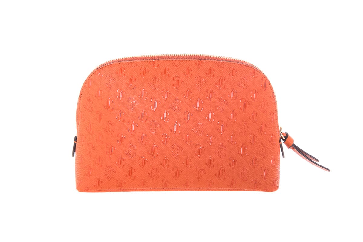 Jimmy Choo Orange Logo Print Cosmetics Case NWT