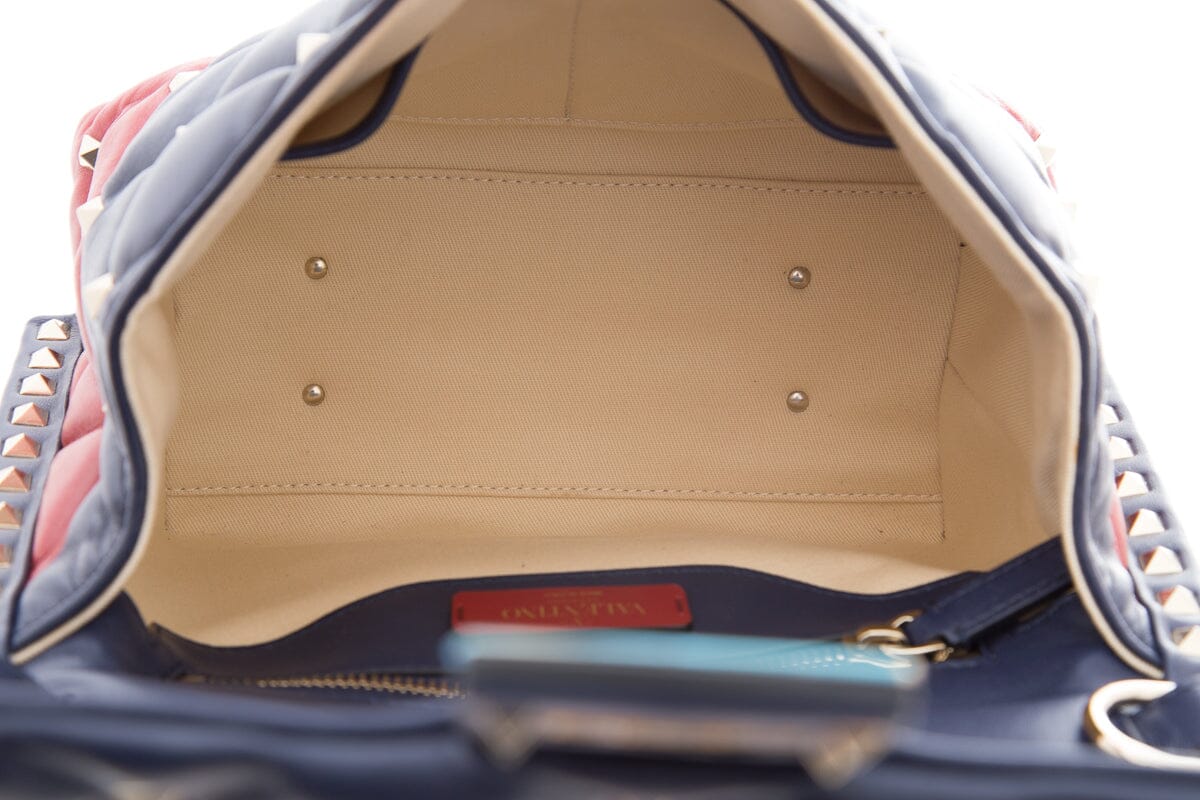 Valentino Navy & Red Leather Candystud Top Handle Handbag