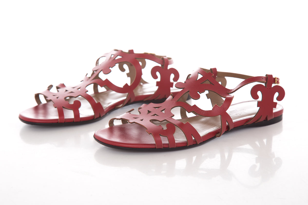HermÃƒÆ’Ã‚Â¨s Red Karlotta Sandals SZ 37.5