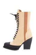 Chloe Rylee Cream Leather Lace Up Boots SZ 38