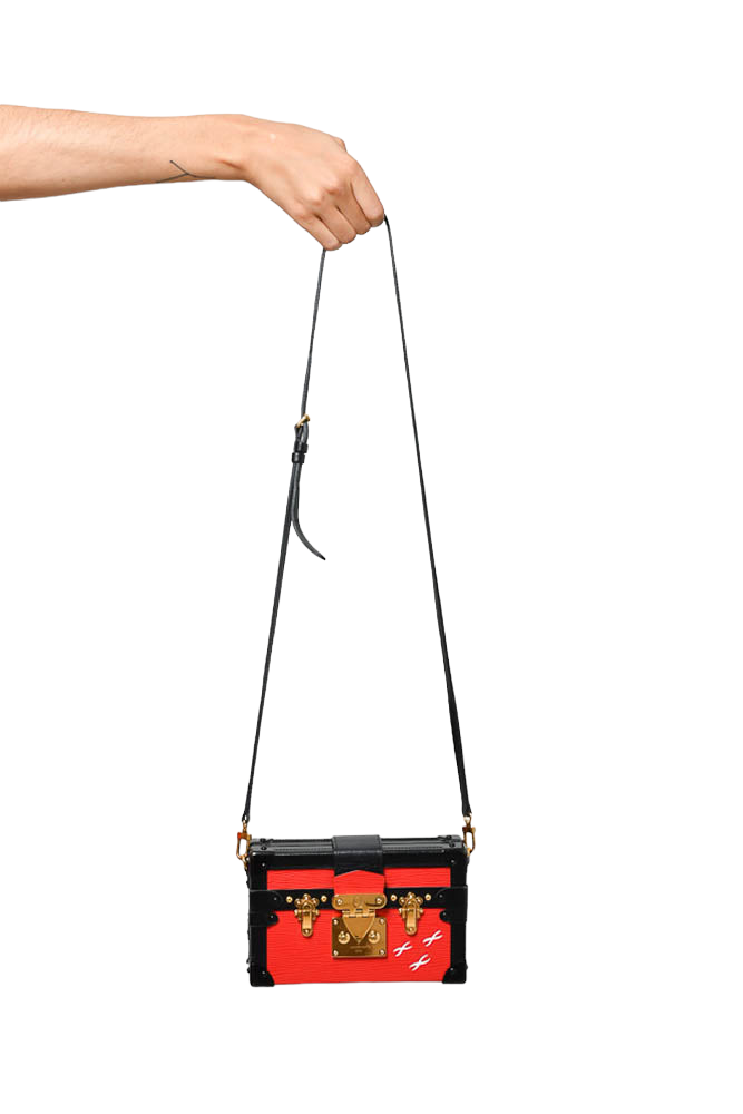 Louis Vuitton Red/Black Epi Trunk Clutch Crossbody w/ Strap