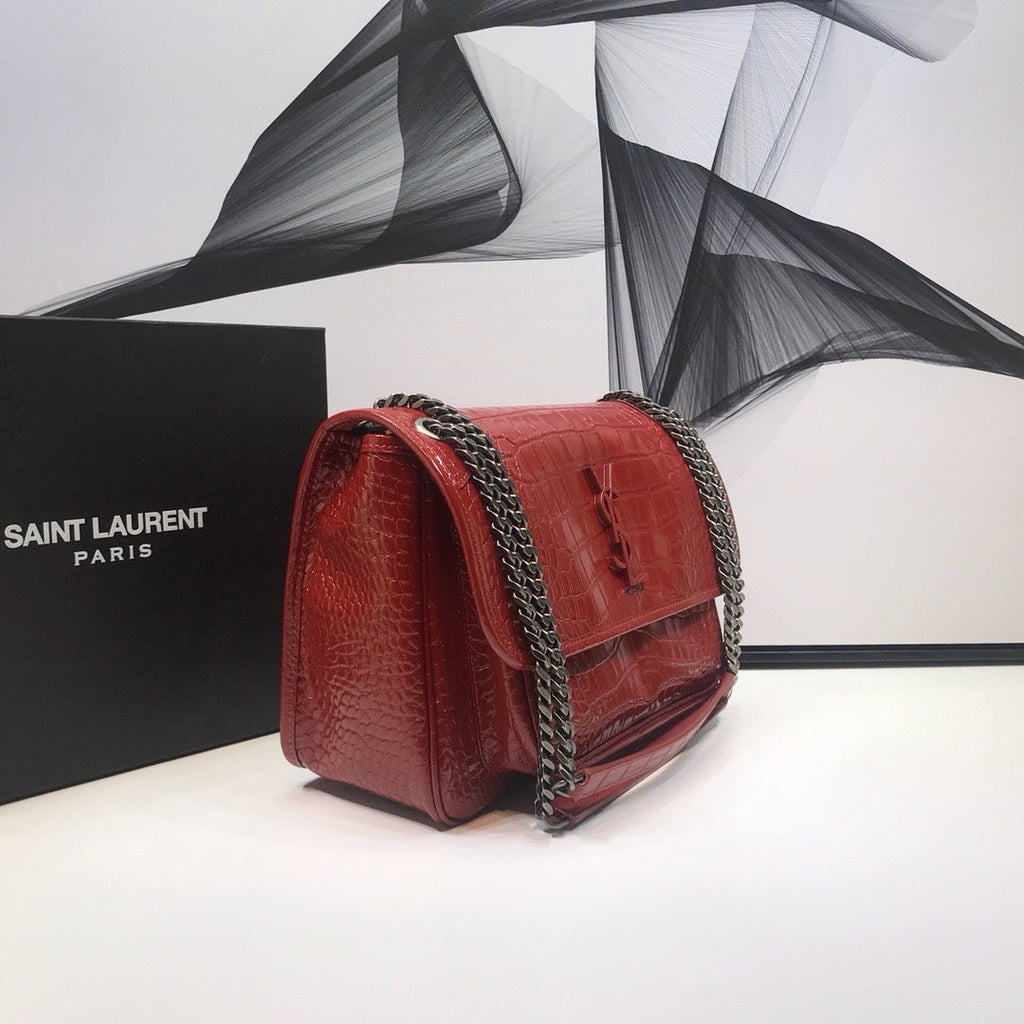 GLAMI Niki MeGLAMIum Chain Bag In-Embossed RedÃ‚Â For Women 11in/28cm YSL