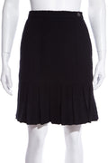Chanel Black Tweed Pleated Bottom Skirt SZ 34