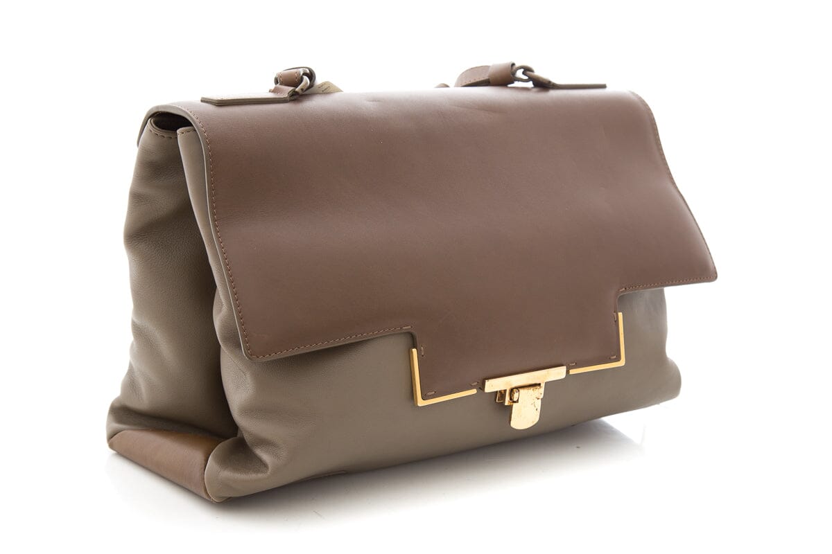 Lavin Paris Brown & Grey Leather Shoulder Bag