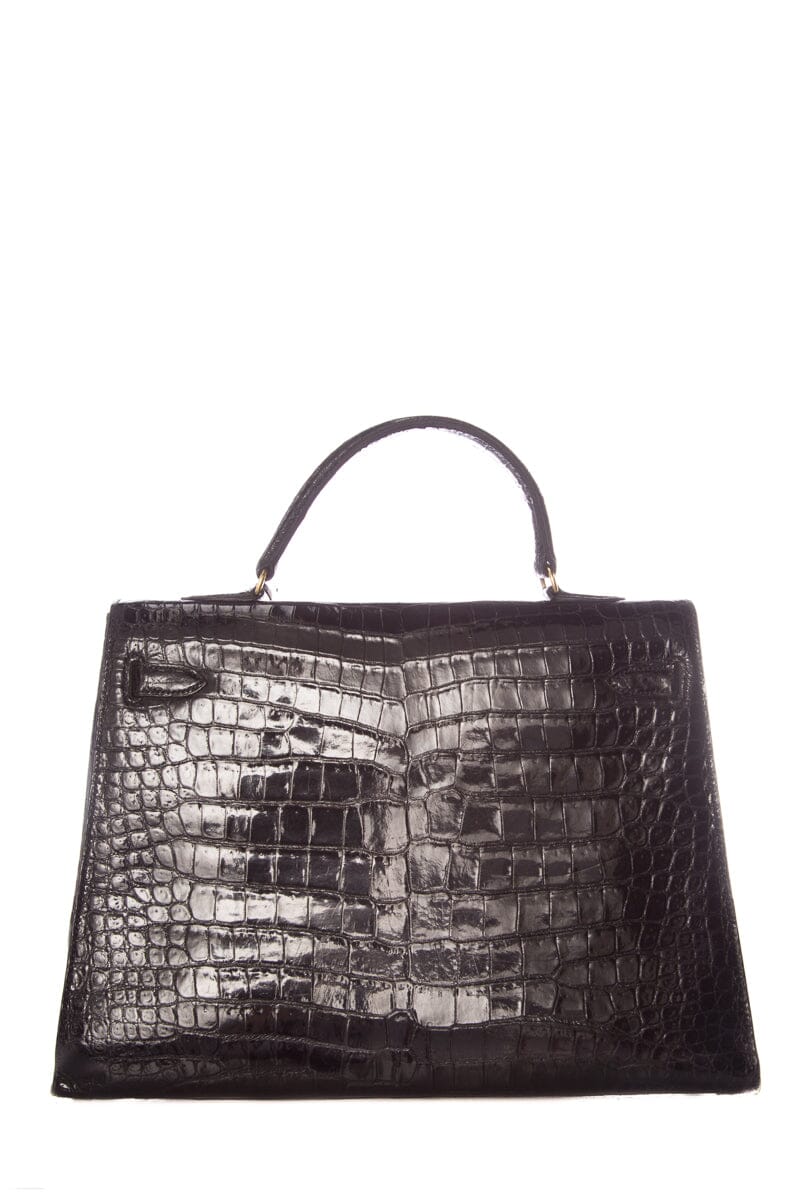 HermÃƒÆ’Ã‚Â¨s Black Croc Kelly 35 GHW  Handbag