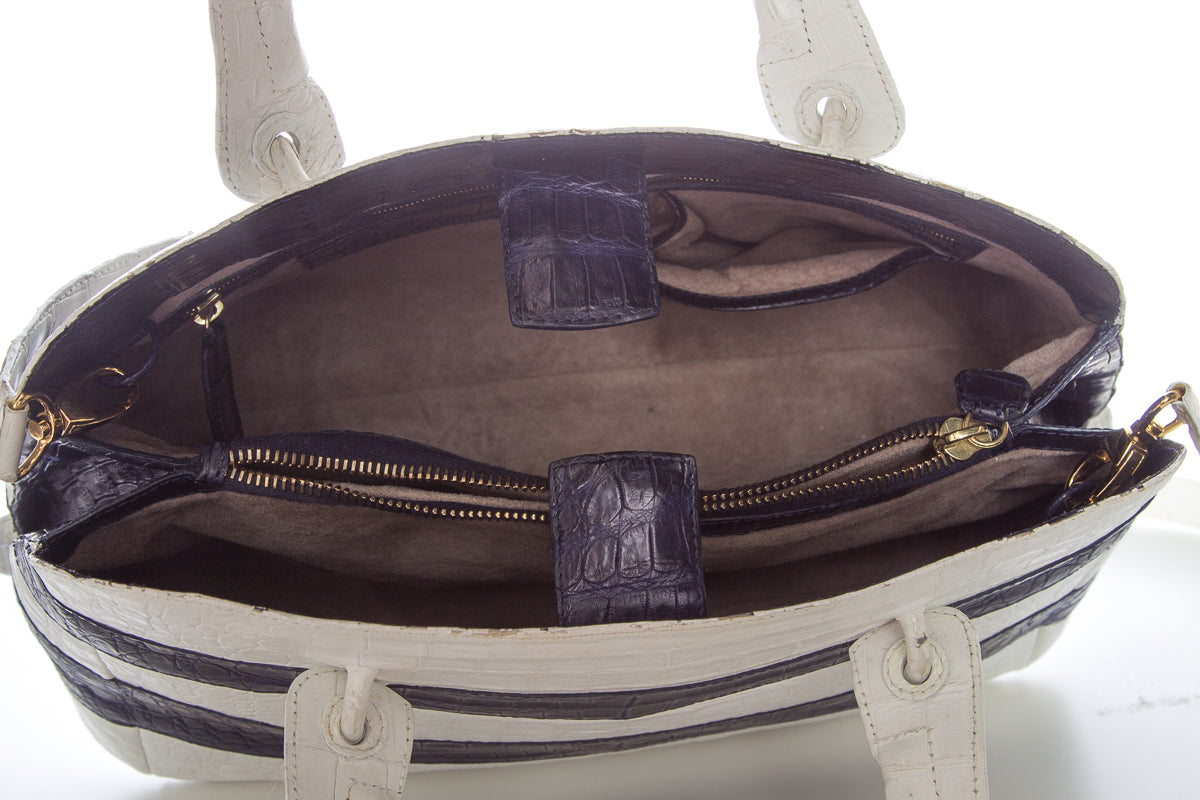 Nancy Gonzalez White and Blue Handbag