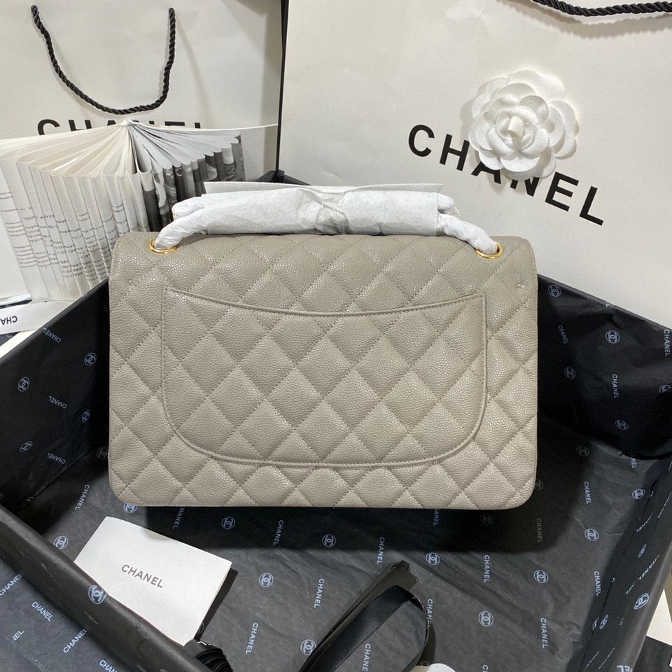 CHLLarge Classic Handbag Gold Hardware Grey For Women, Women’s Handbags, Shoulder Bags 11.8in/30cm