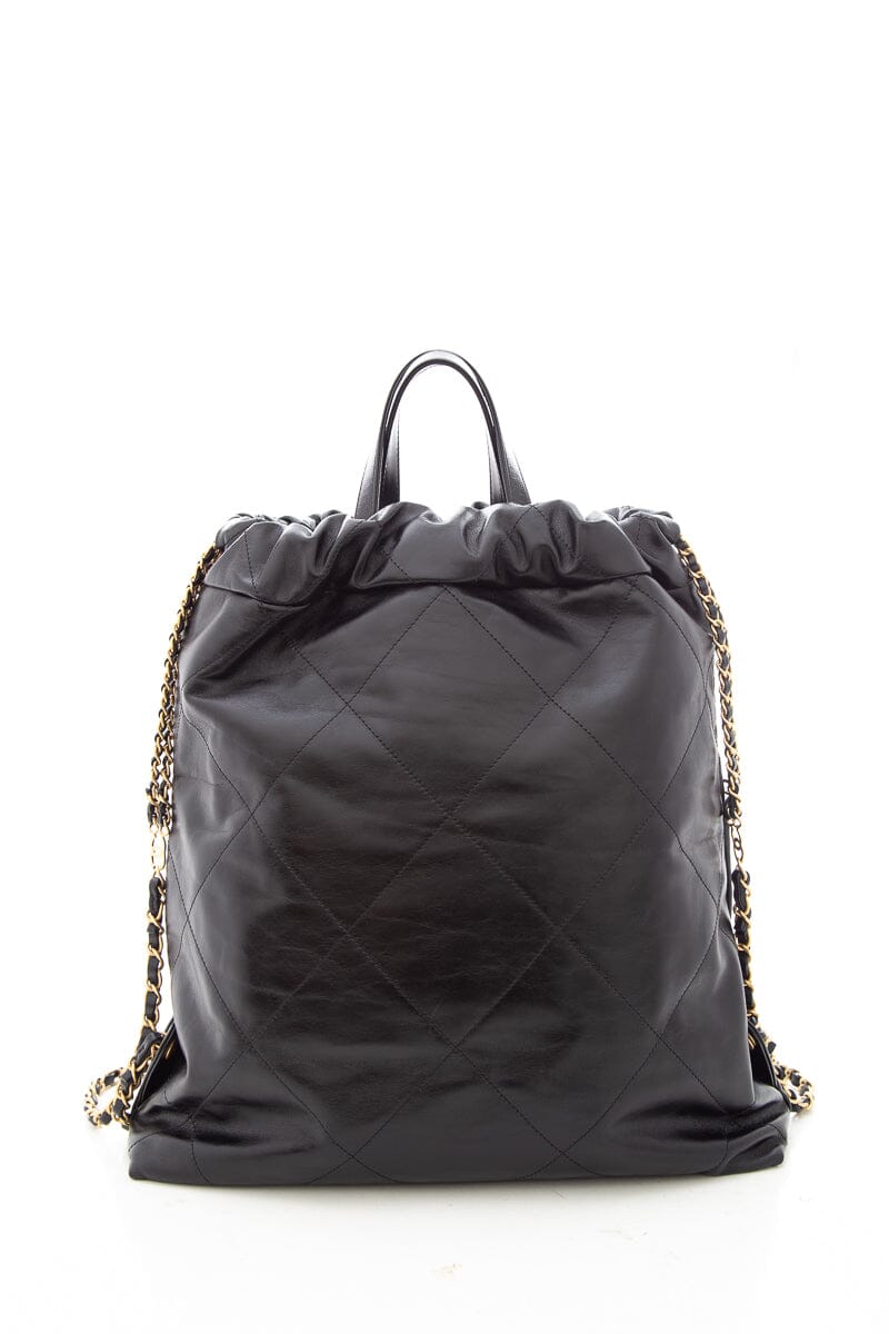 Chanel 22 2023 Black Calfskin Leather Backpack