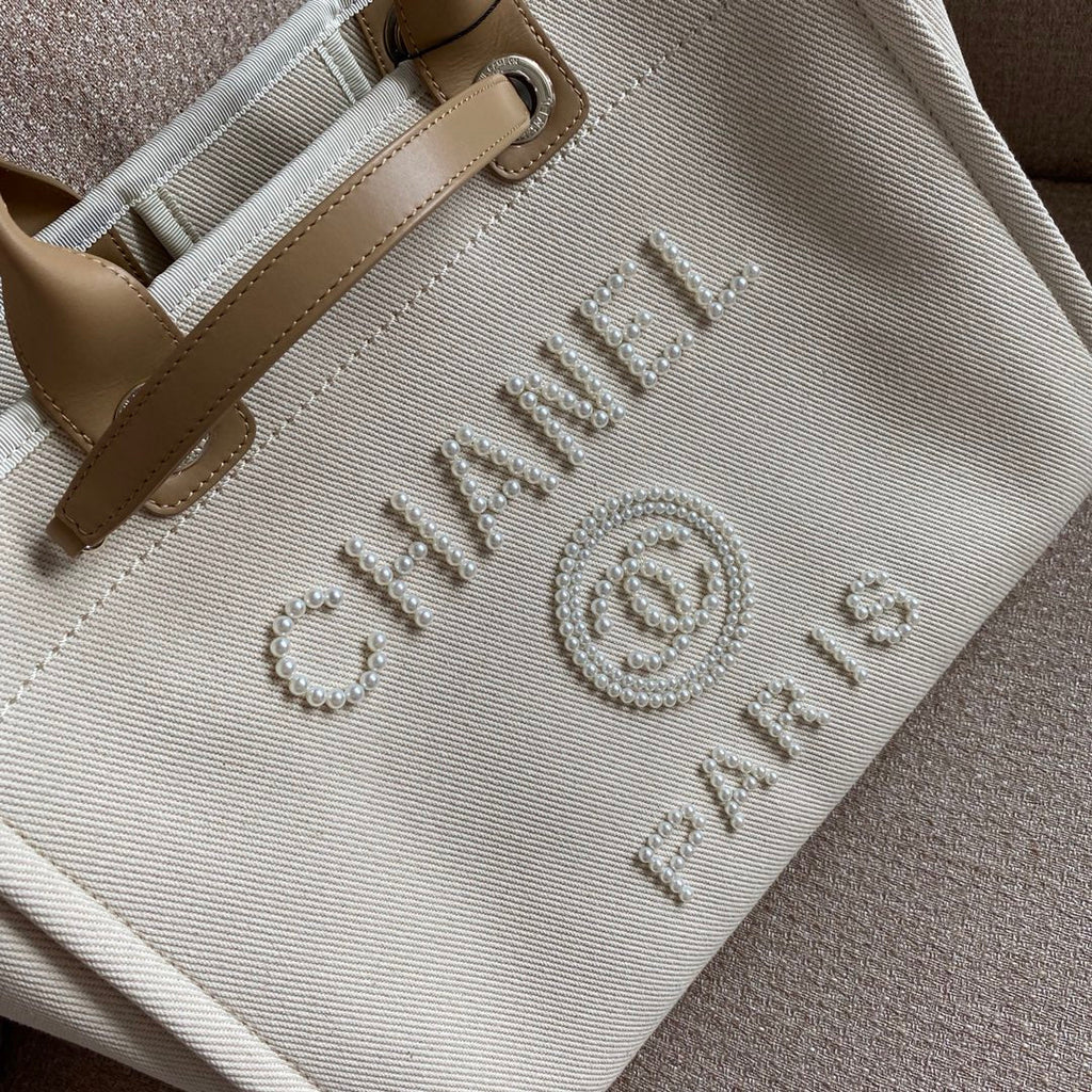 CHL Deauville Tote Tweed Bag Summer Collection White For Women 15.7in/40cm