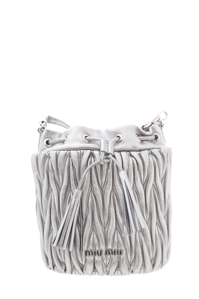 Miu Miu Silver Bandoliera Chain Bucket Bag