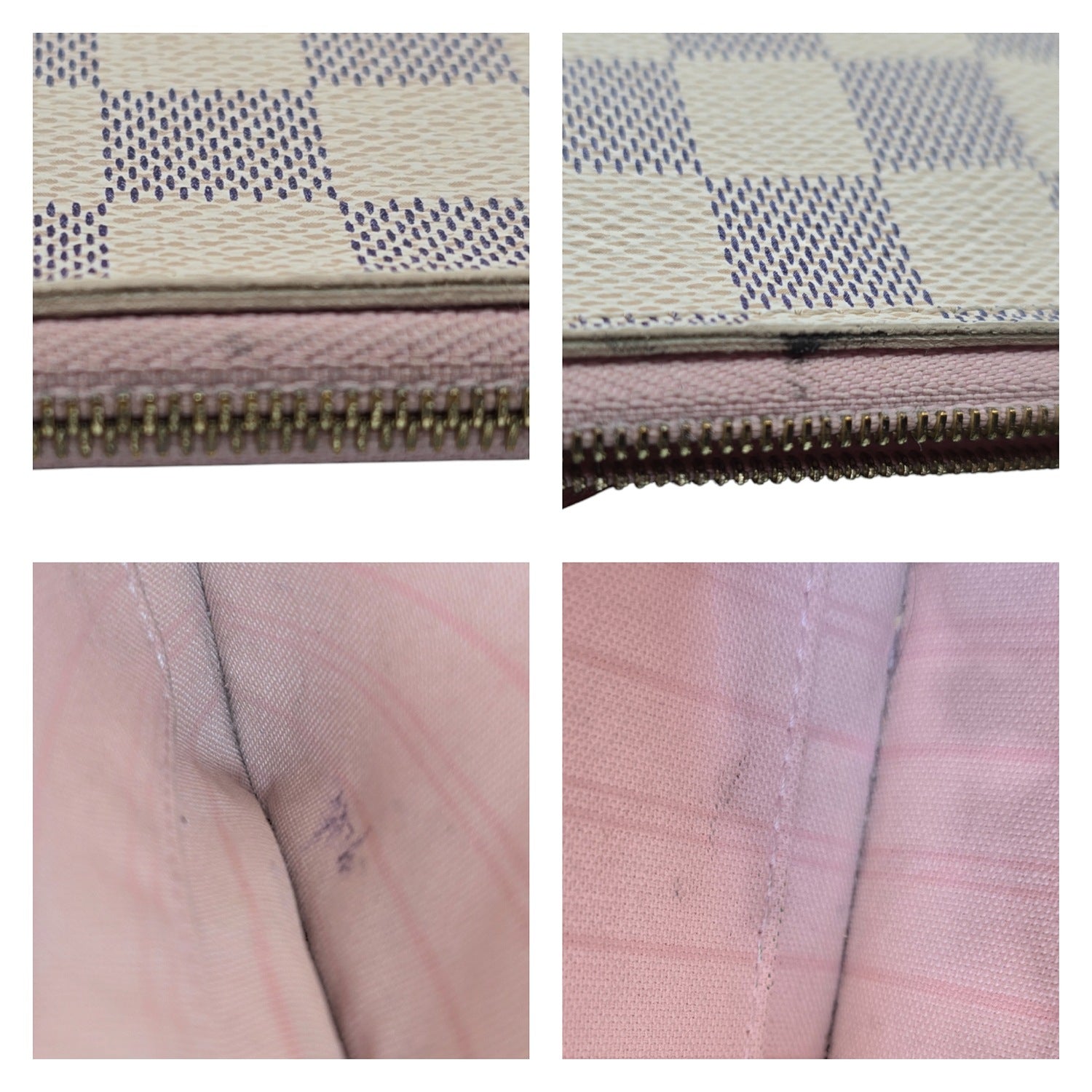 Louis Vuitton Damier Azur Pochette Wristlet Rose Ballerine