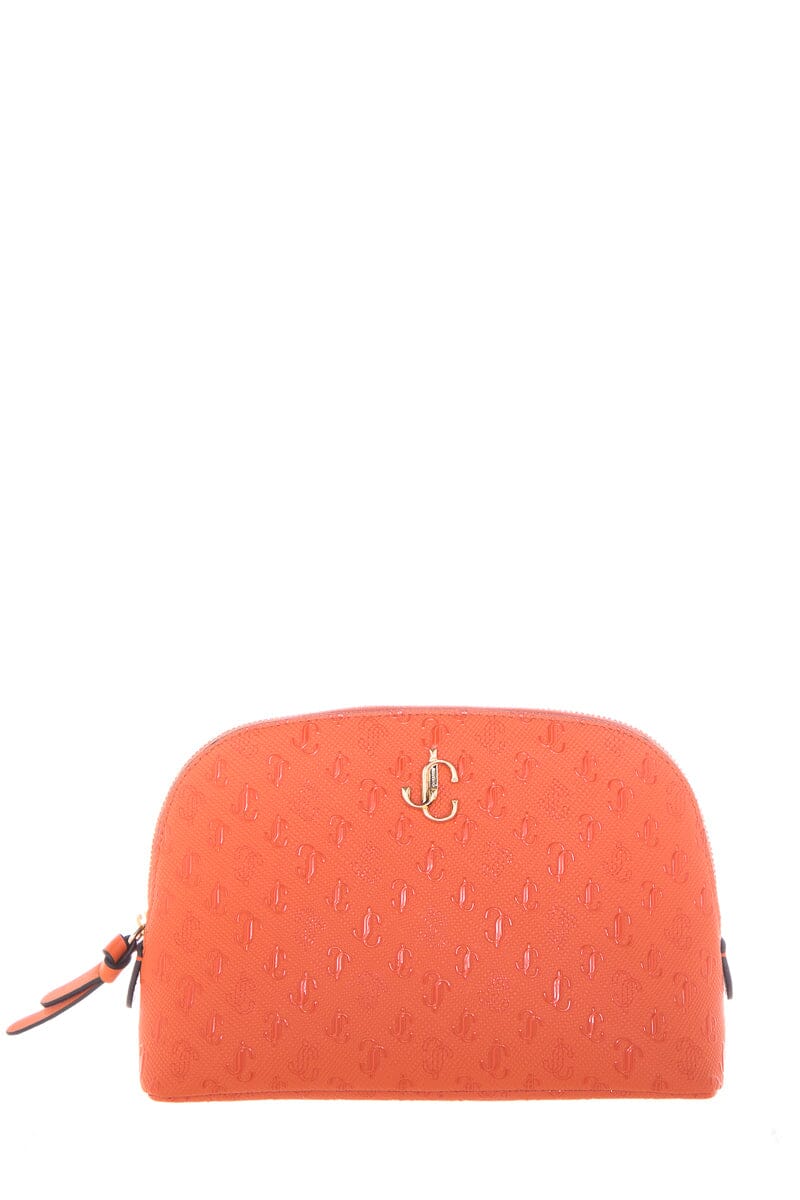 Jimmy Choo Orange Logo Print Cosmetics Case NWT