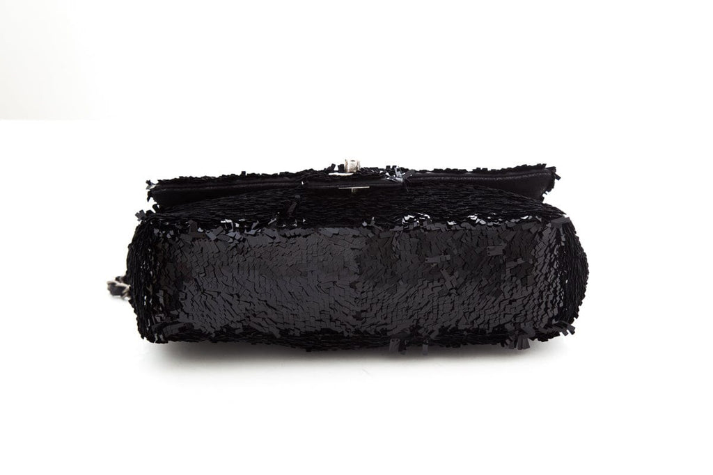 Chanel Black Sequin 2013/14 Single Flap Handbag
