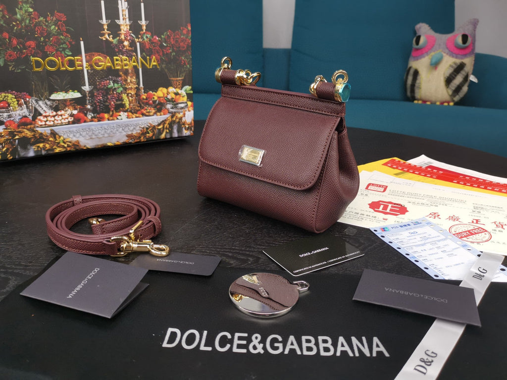 GLAMI Small Sicily Bag In Dauphine Burgundy For Women 7.5in/19cm GLAMI