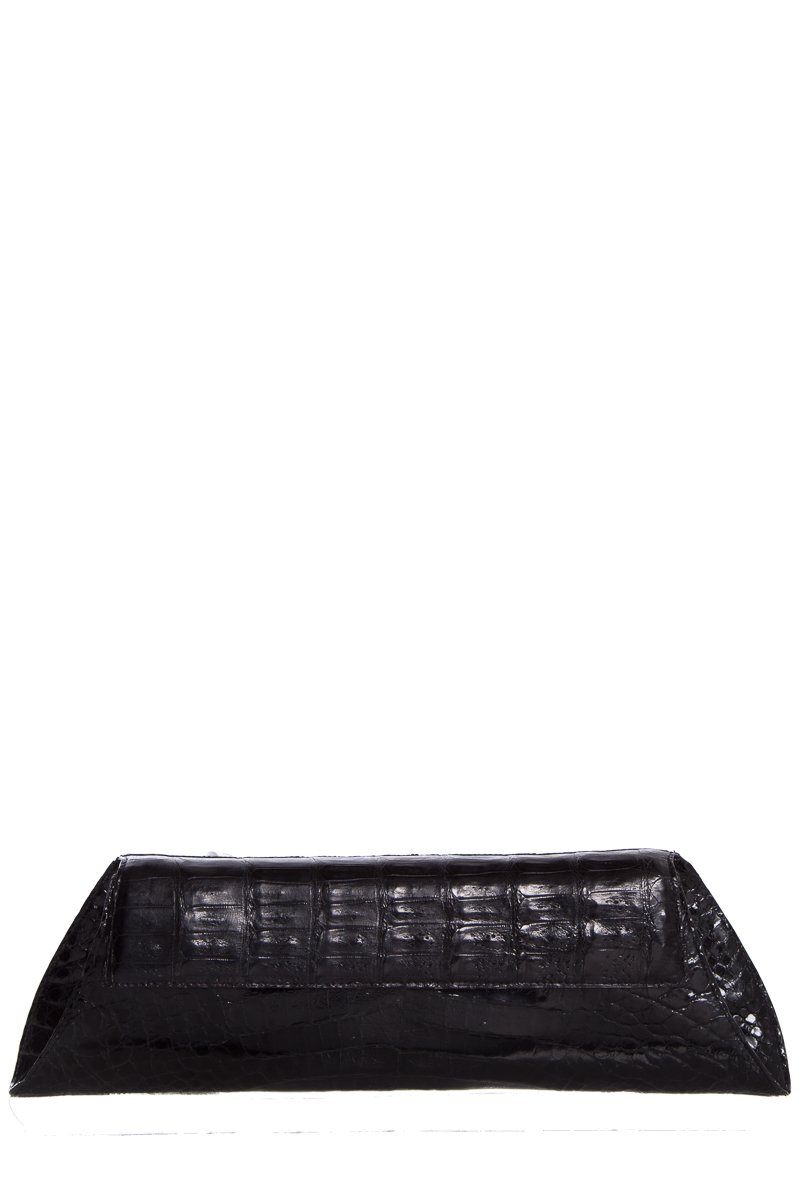 Nancy Gonzalez Black Crocodile Envelope Clutch