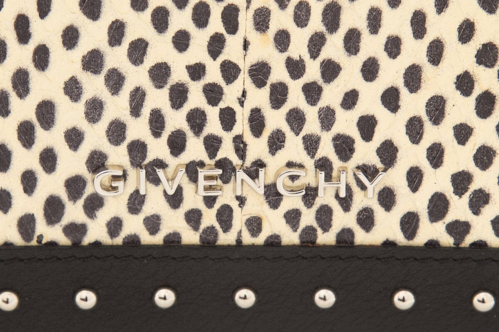 Givenchy Black & Cream Spotted Snake Skin Leather Studded Cross-Body
