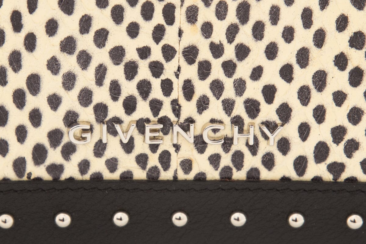 Givenchy Black & Cream Spotted Snake Skin Leather Studded Cross-Body